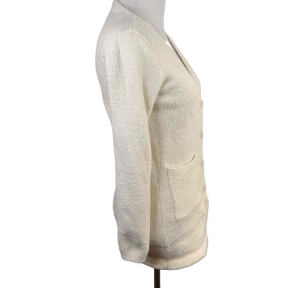 Boston Proper Ivory Long-Sleeve V-Neck Button-Up Cardigan Size XX-Small - Picture 6 of 8